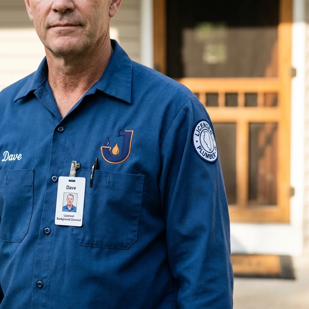 Licensed plumber showing ID badge in Hollis, OK