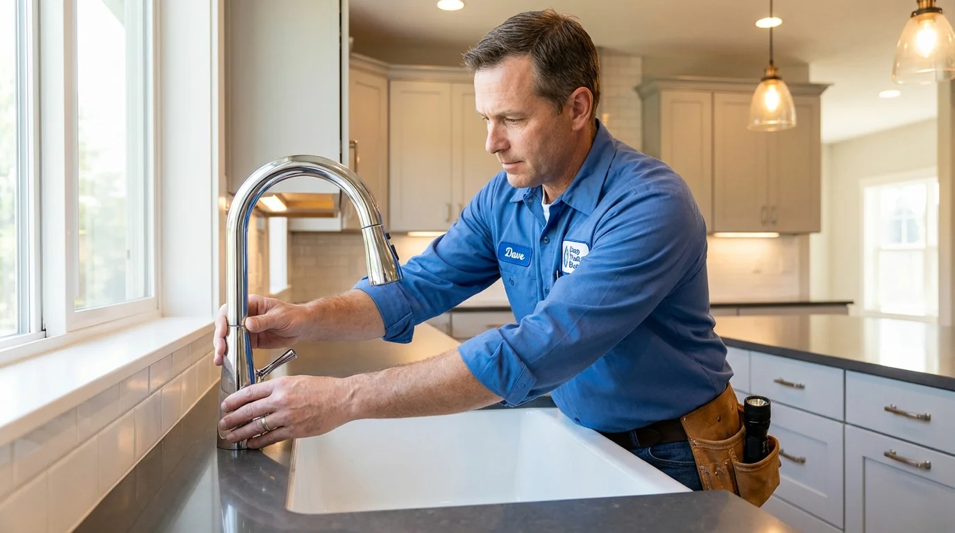 Kitchen faucet installation by Johns Plumbing LLC in Hollis
